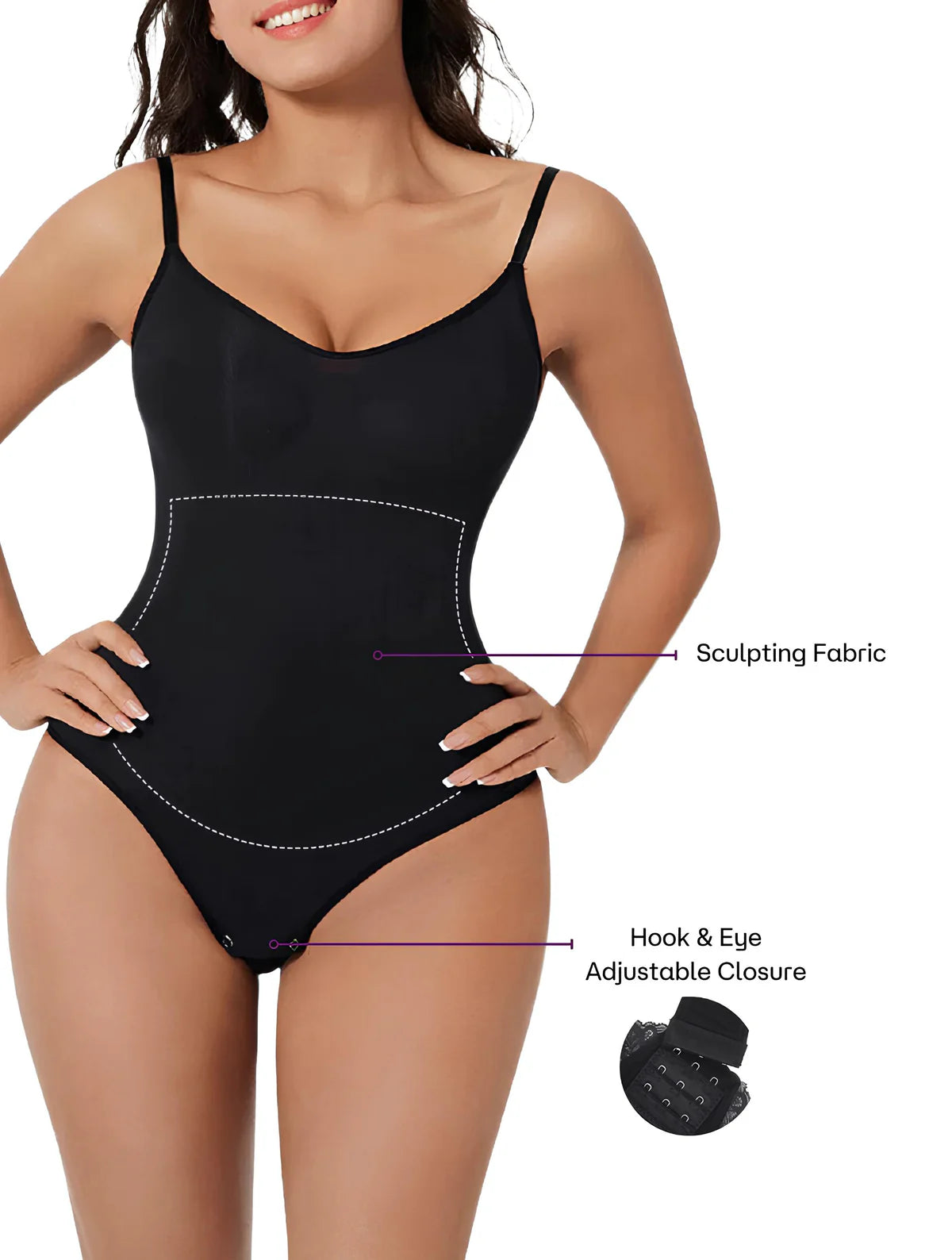 Super Sale V Neck Spaghetti Strap Bodysuit Compression Body Suits Open Crotch Shapewear Slimming Body Shaper Smooth Out Bodysuit