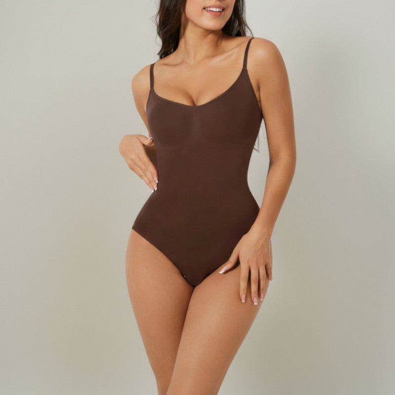 Super Sale V Neck Spaghetti Strap Bodysuit Compression Body Suits Open Crotch Shapewear Slimming Body Shaper Smooth Out Bodysuit