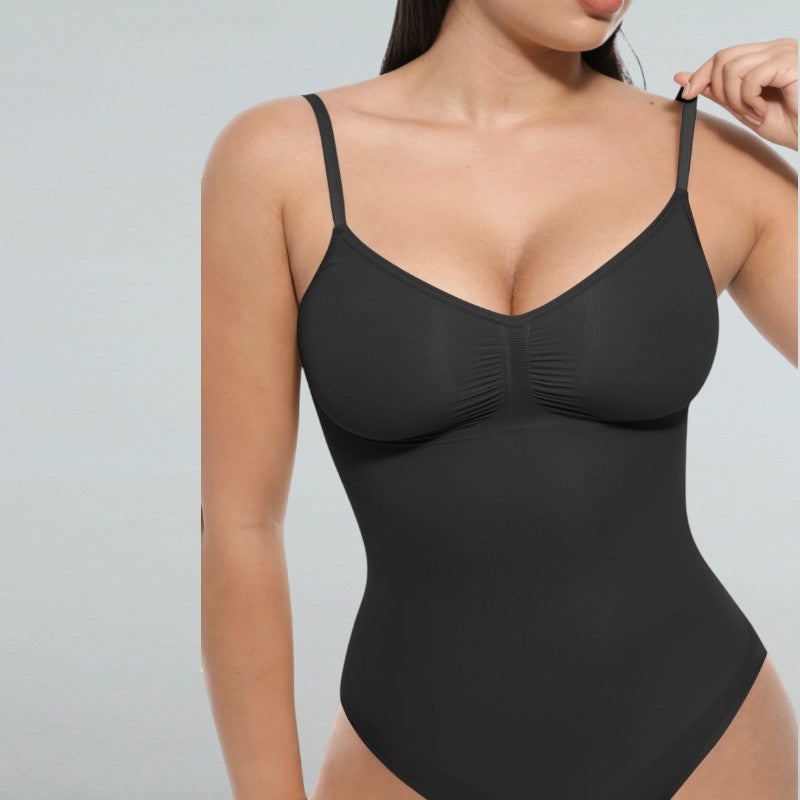 Super Sale V Neck Spaghetti Strap Bodysuit Compression Body Suits Open Crotch Shapewear Slimming Body Shaper Smooth Out Bodysuit