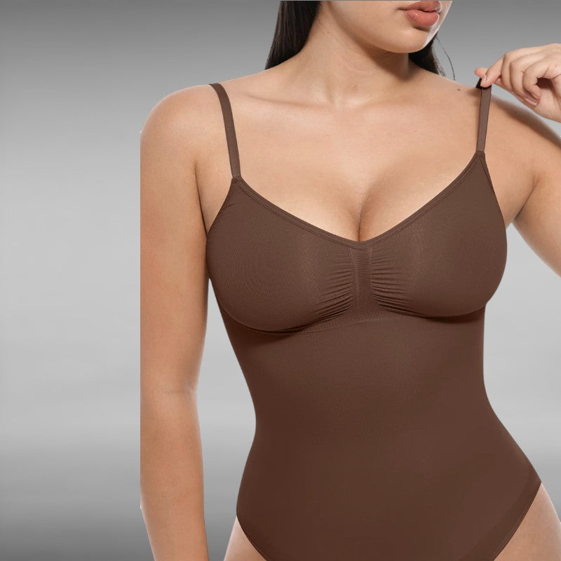 Super Sale V Neck Spaghetti Strap Bodysuit Compression Body Suits Open Crotch Shapewear Slimming Body Shaper Smooth Out Bodysuit