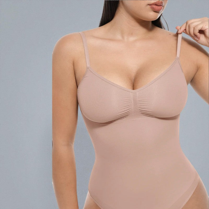 Super Sale V Neck Spaghetti Strap Bodysuit Compression Body Suits Open Crotch Shapewear Slimming Body Shaper Smooth Out Bodysuit